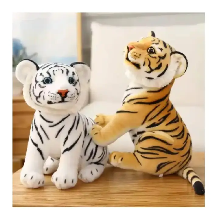 Gefüllte weiche Tier Tiger Spielzeug Großhandel kunden spezifische Größen lebensechte Plüsch braun Opp Tasche Unisex Teddybär Haut Tiger PP Baumwolle