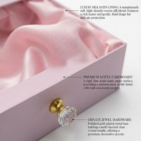 Boîte d'emballage de luxe personnalisée pour bijoux, conteneur plat à tiroir avec fenêtre transparente et satin
