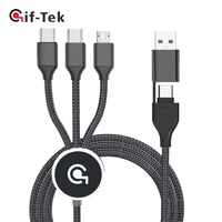 Cable de Carga Rápida USB Micro/Tipo-C 3 en 1 OEM GT-C22, Conectores Niquelados, Conductor de Cobre Estañado, Blindaje Trenzado de Nailon