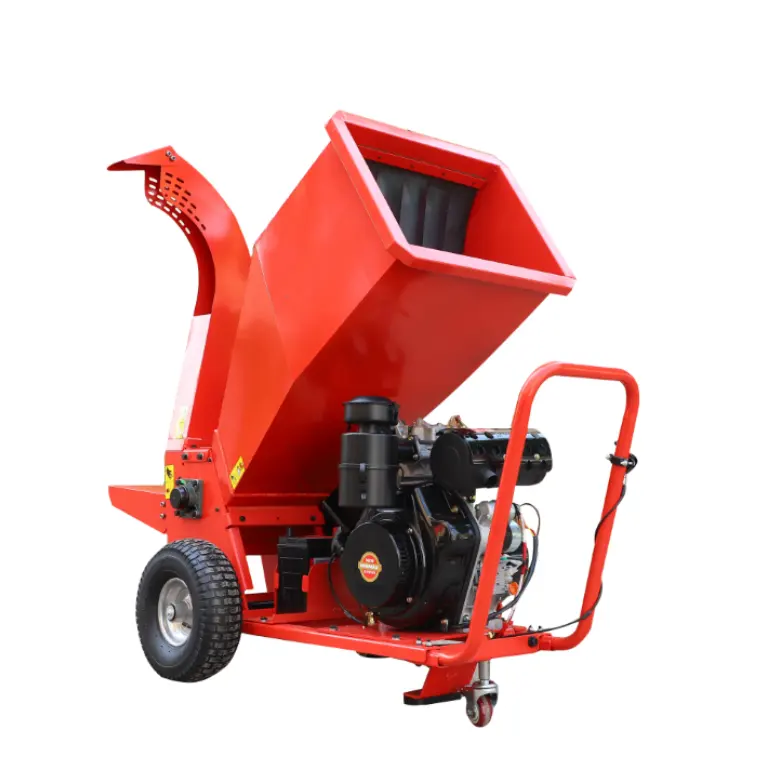 TUV Rheinland CE Aprovado 15HP Motor Alimentado Móvel Madeira Chipper GasolineTree Shredder Máquina