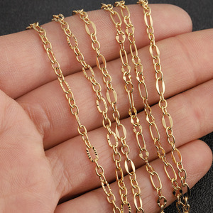 Chaîne ovale en acier inoxydable 3:1 plaquée or pour femmes, collier, bracelet, accessoire de bijoux DIY - Product Image 1