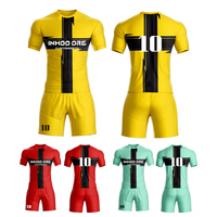 Set Jersey sepakbola kustom poliester berpori dengan Logo cetak Digital bordir nama Dropshipping tersedia