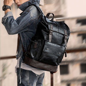 Mochila de Cuero PU de Lujo para Hombre, Estilo Nuevo, Versión Coreana, Bolso de Viaje de Moda con Cierre de Cremallera, Patrón de Letras, Marca Viki, Grande - Product Image 5