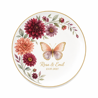 Tempat Perhiasan Keramik Custom Motif Bunga Watercolour, Nampan Perhiasan, Hadiah Pernikahan dengan Nama dan Tanggal untuk Pengantin Wanita