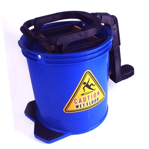 O-Cleaning Blue Round 16L Plastic Roller Mop Wringer Bucket With Foot Pedal On Wheels,Squeeze Mop Bucket Mobile Cleaning Trolley