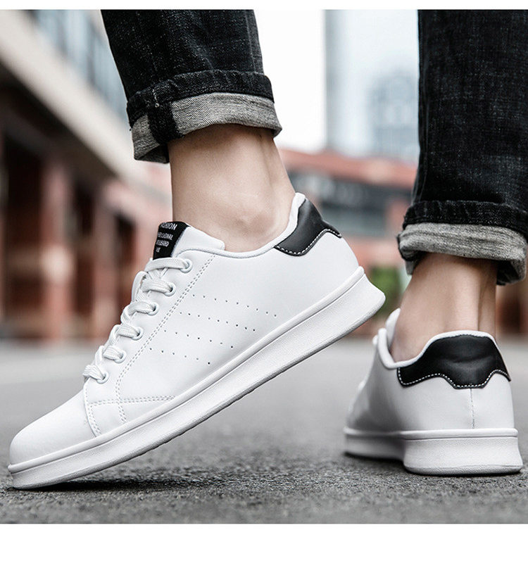 2021 Men Shoes Leather Comfortable Skateboard Shoes Breathable Casual Sneakers White Shoes