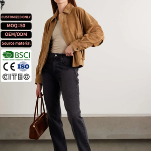 Veste bomber en daim vintage de luxe western personnalisée OOTD, veste de cow-boy marron pour femme - Product Image 1