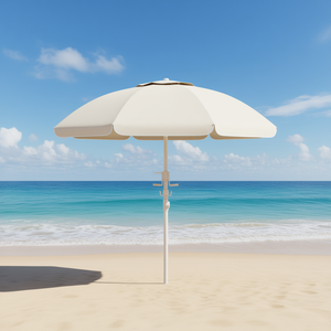 Sombrilla de Playa Blanca Crema para Exteriores, Tela de Poliéster, Varilla de Aleación de Aluminio, 2.5M de Diámetro, para Patio, Jardín, Protección Solar - Product Image 2