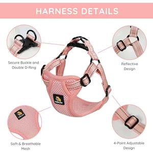BELLA & PAL-Harnais pour chien de taille chiot, harnais sans traction, harnais pour chien de taille moyenne, réfléchissant, rose corail, S - Product Image 4