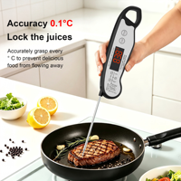 Thermomètre alimentaire numérique pliable à lecture ultra-rapide (0,6 s) avec grand écran LED pour la cuisine, la cuisson des aliments, la viande, la grillade et l'utilisation au four