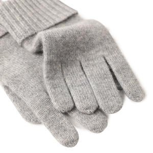 RY Lacivert & Gri Düz %100 Kaşmir Süper Sıcak Bilek Boyu Parmaksız Erkek Kış Eldivenleri Özel Logo ve İğne Tespit Özelliğiyle - Product Image 2