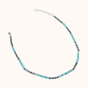 Collar de Cuentas Azul Turquesa, Cuentas Geométricas, Joyería de Moda para Fiestas - Product Image 5