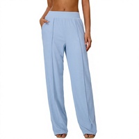 Nouveau pantalon de sport côtelé pour femme, coupe large, longueur intégrale, taille élastique, coupe ample, effet ventre plat, amincissant, séchage rapide, transfrontalier