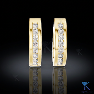 Lab Grown CVD HPHT Diamond Channel Set Huggie <b>Hoop</b> <b>Earrings</b> 14K <b>Solid</b> Gold Luxury Women Wedding Bridal Jewelry KRUP JEWELS - Product Image 2