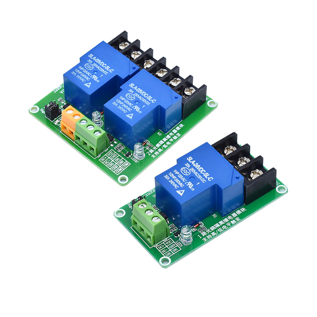 1 2 channel relay module 30A with optocoupler isolation 5V 12V 24V supports high and low Trigger trigger