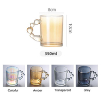 Tasse à thé créative avec poignée à bulles, verre résistant à la chaleur, tasse à café en verre coloré avec poignée, 350 ml, tasse à boire en verre
