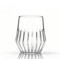 Mug en verre transparent à nervures, soufflé à la main en borosilicate, pour café et lait