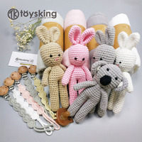 Cadeau de douche de bébé Koala jouet au crochet écologique pince-sucette en bois de hêtre hochets pour bébé ensemble d'emmaillotage en mousseline de dentition