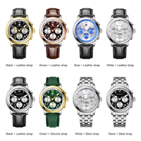 Montres automatiques de luxe pour hommes, en cuir de vachette, avec verre saphir de haute qualité, montres à quartz à trois aiguilles
