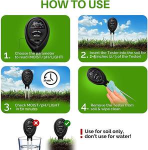 เครื่องวัดความชื้นและดินพีเอชสำหรับสวนในบ้านสนามหญ้าเพื่อสุขภาพและเครื่องมือวินิจฉัยการเติบโตของฟาร์มแบบสามในตัวเดียว - Product Image 2