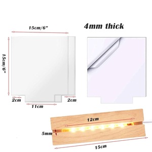4 Bases de Madera con LED Blanco Cálido de 6 Pulgadas, Tableros de Exhibición Acrílicos para Decoración de Hogar, Habitación, Bar, Cafetería, Pascua, Soporte de Pedestal Rectangular - Product Image 4