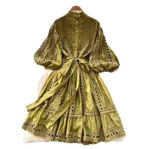 Nouvelle robe-jupe ample à lacets et à manches lanternes, style rétro, avec découpes et dentelle, printemps/<span class=keywords><strong>été</strong></span> 2026, pour femmes - Product Image 1