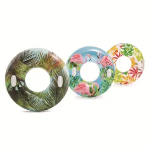 Intex 58263 Anillo de natación inflable Tubos transparentes con diseños tropicales brillantes