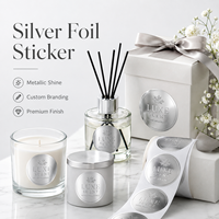 Autocollants adhésifs imperméables en feuille d'argent PET personnalisés, finition métallique, logo personnalisé, étiquettes de luxe pour flacon de cosmétiques et de soins de la peau