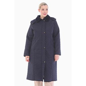 Manteau matelassé à capuche Vetre bleu marine 120 cm, parka pour femme, tailles 42-58, imperméable, doublure en fausse fourrure, fermeture éclair et boutons-pression, vêtements d'extérieur - Product Image 2