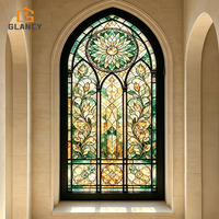 Ventanas Arqueadas Francesas de Estilo Victoriano Gótico, Ventana de Vidrio con Vidrieras, Ventanas de Vidrio con Aislamiento de Aleación de Aluminio