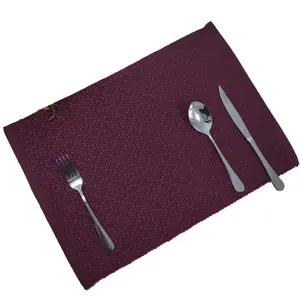 Burgundy Modern Woven Polyester Table Dish Place Mat Rectangle Pad with Custom Size Eco-Friendly Washable for Food Service