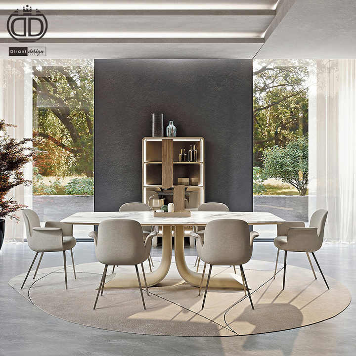 Modern Dining Room Set 810 Seaters with Natural Marble