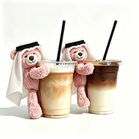 Nouvel accessoire de tasse 2026 : Mini ours en peluche avec foulard blanc amovible, super doux, pour décorer les tasses à café, rembourrage en coton PP, personnalisable