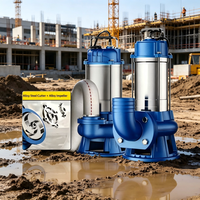 Bomba cortadora de aguas residuales sumergible de 1HP, acero inoxidable 304, 132 GPM, altura de elevación de 98 pies, 220V, salida de 2 pulgadas, para drenaje de sumideros de aguas residuales
