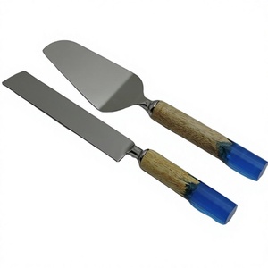 Designer Eco-Friendly Stainless Steel <b>Cake</b> <b>Server</b> With Wood Resin Handle American Style <b>Cake</b> Knife and <b>Server</b> For Party Wedding - Product Image 1