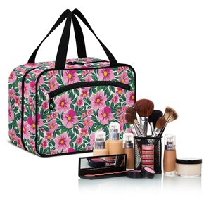 Hawaii Hau Design Pink Flower <b>Large</b> Capacity Custom Travel Women <b>Toiletry</b> <b>Bag</b> Waterproof Hanging Cosmetic Makeup <b>Bag</b> With Hook - Product Image 6