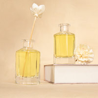 Vente en gros 100 ml Grande capacité Carré transparent vide Flacon diffuseur d'anches en céramique pour diffuseur de parfum