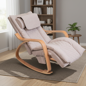 Luxuriöser tragbarer Schaukel-Massagestuhl für das Wohnzimmer mit Vibrations- und Wärmefunktion, Relax-Liegestuhl mit Nacken- und Rückenknetfunktion, Bluetooth, Baumwoll-Leinen - Product Image 1