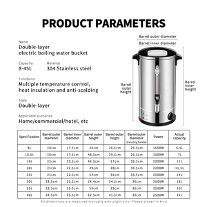DEWEISI 8L Stainless Steel <strong>Double</strong>-layer Structure Electric Water <strong>Boiler</strong> Coffee Urn <strong>Temperature</strong> <strong>Controllable</strong> Hot Tea Dispenser - Product Image 2