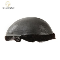 Prothèse capillaire 8x10 pouces, boucles de 25 mm, base en polyuréthane ultra-fine de 0,03 mm, nœuds V-loop, toupet naturel pour hommes, cheveux vierges indiens