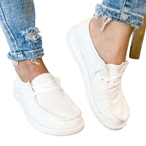 Chaussures plates pour femmes grandes tailles, imperméables, respirantes, antidérapantes, avec empeigne en toile et motif géométrique, rehaussantes - Product Image 1