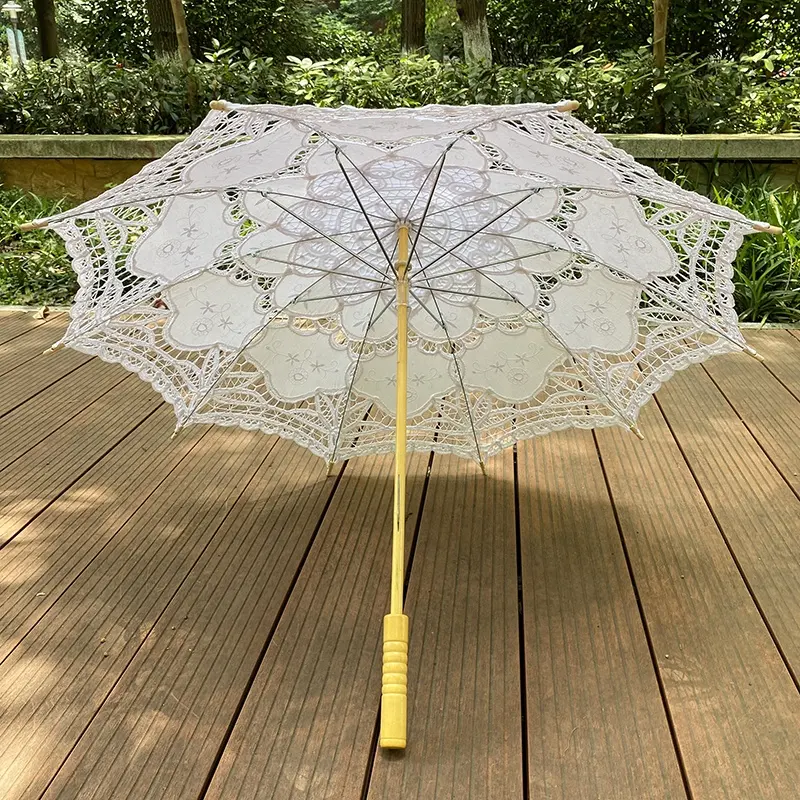 Parapluie brodé en dentelle blanche élégante, bonne qualité, nouveau modèle, chinois, pour fête de mariage, vente en gros