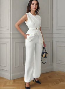 بلا أكمام قطعتين زي نسائي عمل أعلى قميص طقم فرك غربي ملابس صالون تجميل للنساء قماش احترافي - Product Image 6