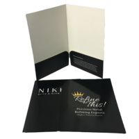 Carpeta de presentación de documentos A4 personalizada, carpeta de archivos con logotipo, ranura para tarjeta de visita de bolsillo