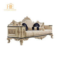 Juego de Muebles de Sala de Estar de Estilo Turco Real y Clásico, Muebles de Lujo Clásicos de Alta Gama, Juego de Sofás Tapizados en Tela Azul, Canadá