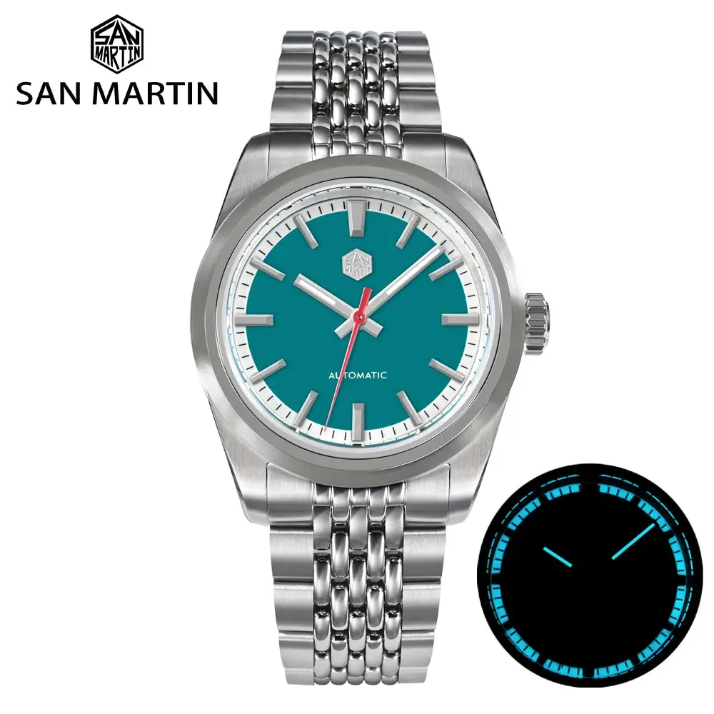 San martin jam tangan digital pria, arloji olahraga antik NH35 20atm safir diver mekanis otomatis 316L stainless steel