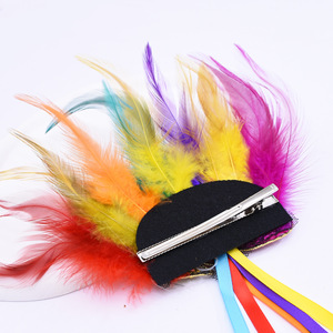 Farbenfrohes Retro-Feder-Haarspangen- und Ohrring-Set aus Legierung im Barrette-Stil für Bühne, Laufsteg und Karneval - Product Image 5