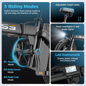 Bicicletta Elettrica Pieghevole da 14 Pollici con Pneumatici Fat, E-Bike a 3 Velocità, 250W 48V, Bici Elettrica Pieghevole da Città - Product Image 5