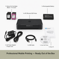 Imprimante jet d'encre mobile HP OfficeJet 250 avec Bluetooth sans fil, imprimante couleur tout-en-un portable pour voiture, bureau, logistique