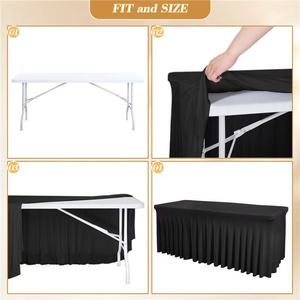 Mantel Elástico de Spandex Tejido Multicolor de 4-8 Pies al por Mayor, Plegable Estándar para Bodas y Hogar, Cubierta de Mesa Moderna Personalizable - Product Image 4